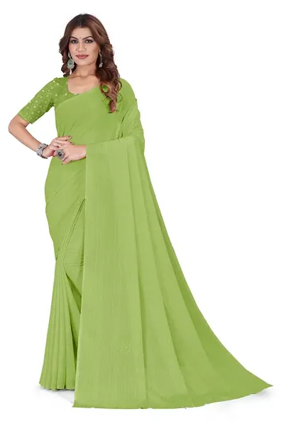 Stylish Chiffon Solid Saree with Blouse piece