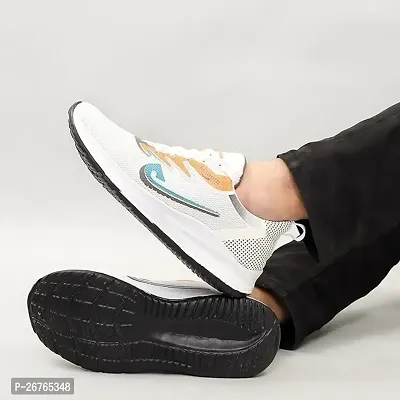 JSZOOM Black-Orange Coloured Mesh Sports Shoes for Men's-thumb4