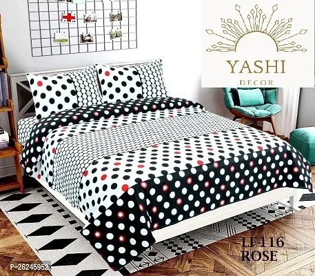 Comfortable Polycotton Double Printed Queen 1 Bedsheet + 2 Pillowcovers