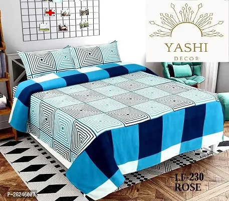 Comfortable Polycotton Double Printed Queen 1 Bedsheet + 2 Pillowcovers