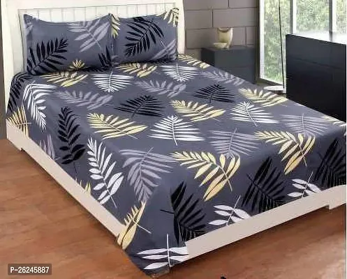 Comfortable Cotton Flat Printed Double 1 Bedsheet + 2 Pillowcovers