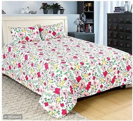 Comfortable Cotton Double Printed King 1 Bedsheet + 2 Pillowcovers-thumb0