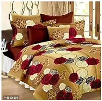 Comfortable Polycotton Flat Printed Double 1 Bedsheet + 2 Pillowcovers-thumb0