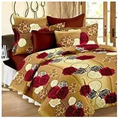 HANU Home Finishing Present by 3D bedsheet Double with Pillow Cover Combo/BEDSHEET/CHADER/BEDLINE Color Multi Size 90X100 INCH