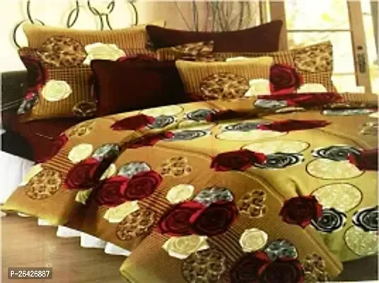 Comfortable Polycotton Flat Printed King 1 Bedsheet + 2 Pillowcovers