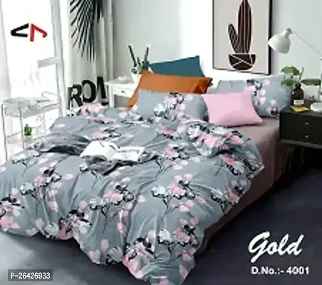 Comfortable Cotton Double Printed Double 1 Bedsheet + 2 Pillowcovers