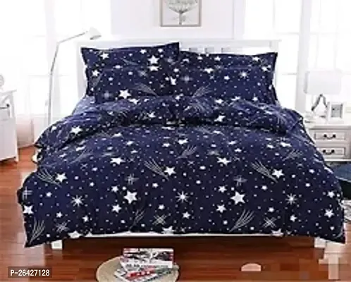 Comfortable Cotton Flat Printed Double 1 Bedsheet + 2 Pillowcovers-thumb0