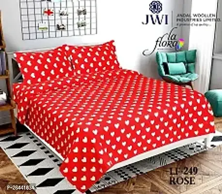 Comfortable Polycotton Double Printed Queen 1 Bedsheet + 2 Pillowcovers-thumb0