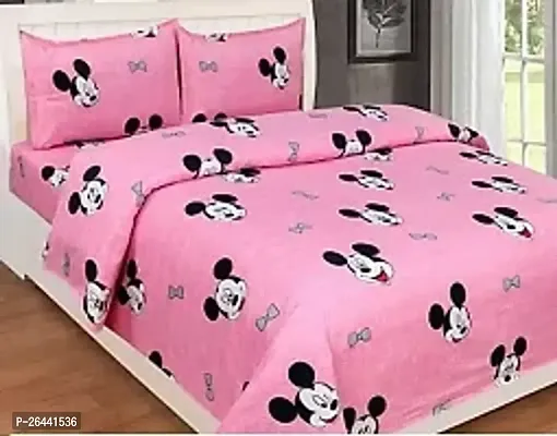 Comfortable Cotton Double Printed Double 1 Bedsheet + 2 Pillowcovers-thumb0