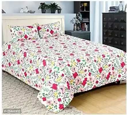 Comfortable Cotton Double Printed Double 1 Bedsheet + 2 Pillowcovers