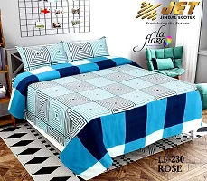 Comfortable Polycotton Double Printed Queen 1 Bedsheet + 2 Pillowcovers-thumb1