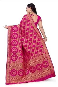 Kesariya Women's Zari Saree with Blouse (KE_Ovel_Pink)-thumb3