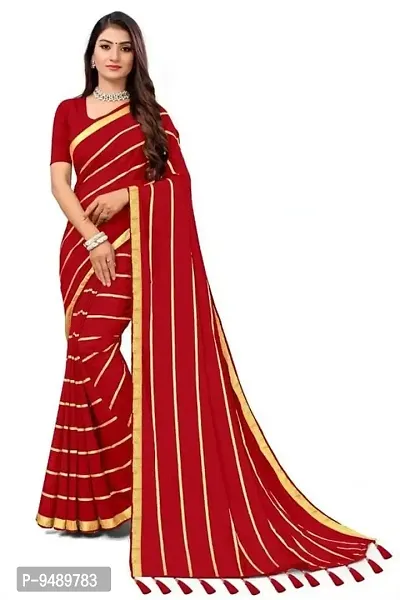 Kesariya Women's Zari Saree with Blouse (KE_Mangalsutra_Red)-thumb0