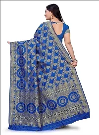 Kesariya Women's Zari Saree with Blouse (KE_Ovel_Blue)-thumb3