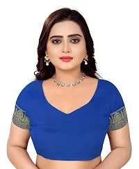 Kesariya Women's Zari Saree with Blouse (KE_Ovel_Blue)-thumb4