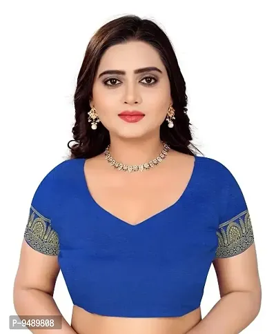 Kesariya Women's Zari Saree with Blouse (KE_Ovel_Blue)-thumb5