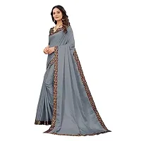 Kesariya Women's Solid Saree with Blouse (KE_Rashmi_Grey)-thumb1