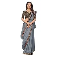 Kesariya Women's Solid Saree with Blouse (KE_Rashmi_Grey)-thumb2