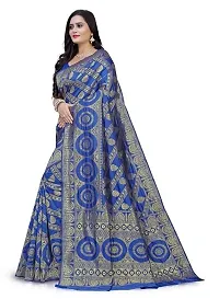 Kesariya Women's Zari Saree with Blouse (KE_Ovel_Blue)-thumb1