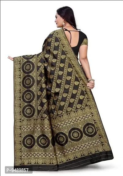 Kesariya Women's Zari Saree with Blouse (KE_Ovel_Black)-thumb4