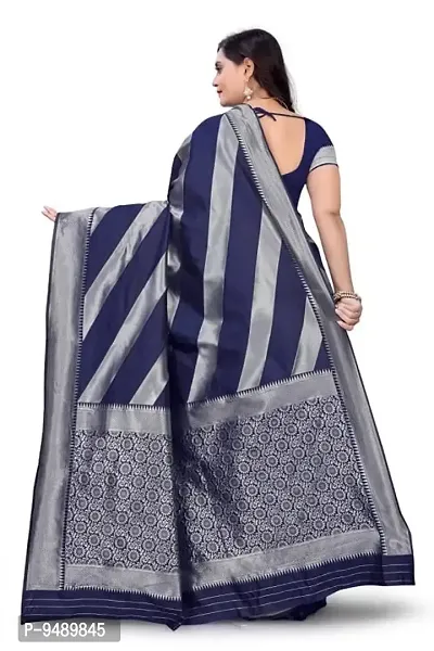 Kesariya Women's Zari Saree with Blouse (KE_Leriya_Blue)-thumb3