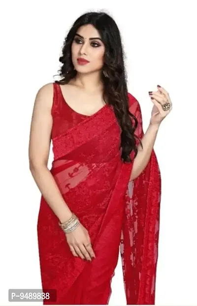 Kesariya Women's Embroidered Saree with Blouse (KE_Dabbang_Red)-thumb5