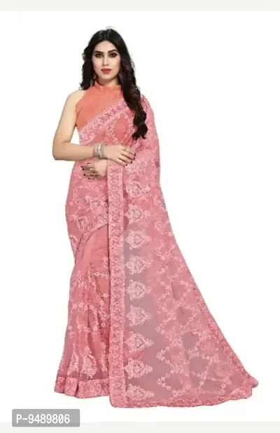 Kesariya Women's Embroidered Saree with Blouse (KE_Dabbang_Peach)