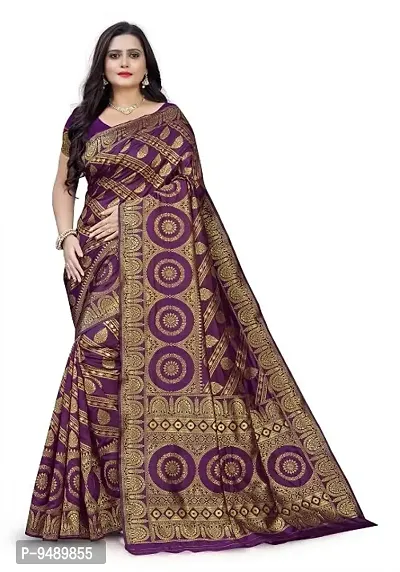 Kesariya Women's Zari Saree with Blouse (KE_Ovel_Purple)