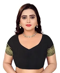 Kesariya Women's Zari Saree with Blouse (KE_Ovel_Black)-thumb4