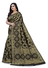 Kesariya Women's Zari Saree with Blouse (KE_Ovel_Black)-thumb1