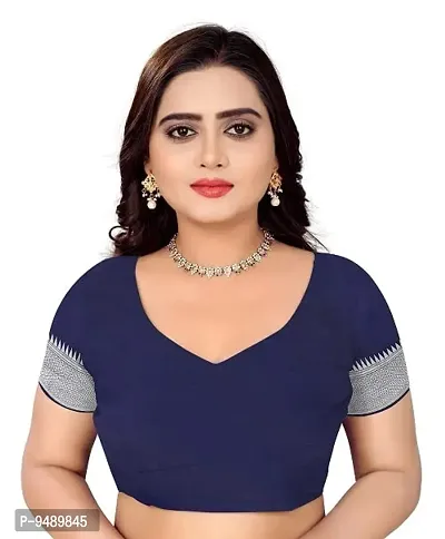 Kesariya Women's Zari Saree with Blouse (KE_Leriya_Blue)-thumb5