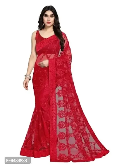 Kesariya Women's Embroidered Saree with Blouse (KE_Dabbang_Red)-thumb0