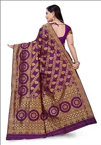 Kesariya Women's Zari Saree with Blouse (KE_Ovel_Purple)-thumb3