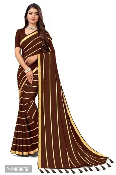 Kesariya Women's Zari Saree with Blouse (KE_Mangalsutra_Brown)