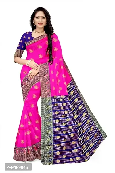 Kesariya Women's Zari Saree with Blouse (KE_Anamika_Pink)