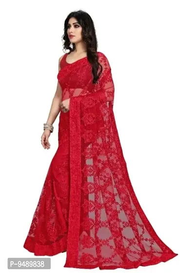 Kesariya Women's Embroidered Saree with Blouse (KE_Dabbang_Red)-thumb3