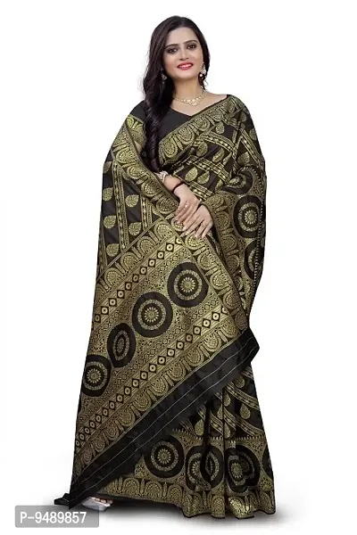 Kesariya Women's Zari Saree with Blouse (KE_Ovel_Black)-thumb3