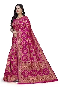 Kesariya Women's Zari Saree with Blouse (KE_Ovel_Pink)-thumb1