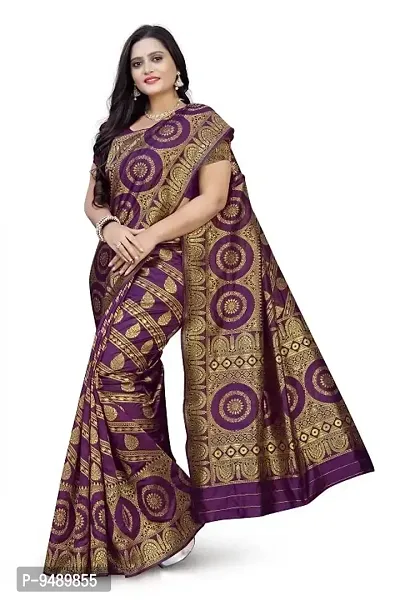 Kesariya Women's Zari Saree with Blouse (KE_Ovel_Purple)-thumb3