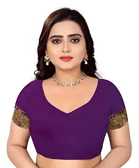 Kesariya Women's Zari Saree with Blouse (KE_Ovel_Purple)-thumb4