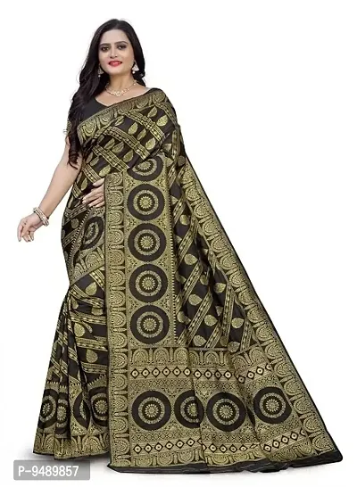 Kesariya Women's Zari Saree with Blouse (KE_Ovel_Black)