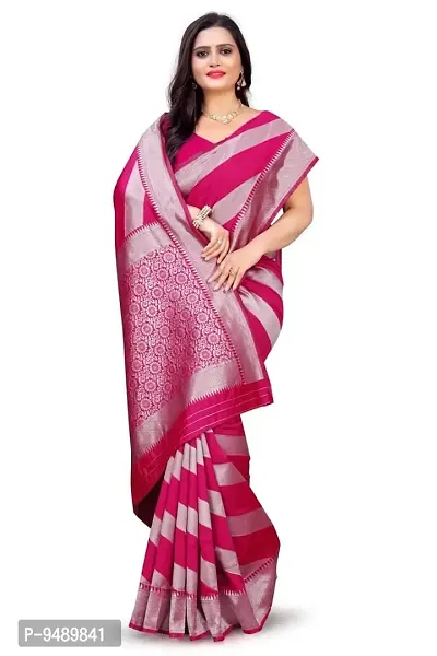 Kesariya Women's Zari Saree with Blouse (KE_Leriya_Pink)-thumb3