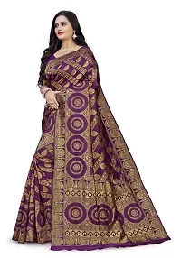 Kesariya Women's Zari Saree with Blouse (KE_Ovel_Purple)-thumb1