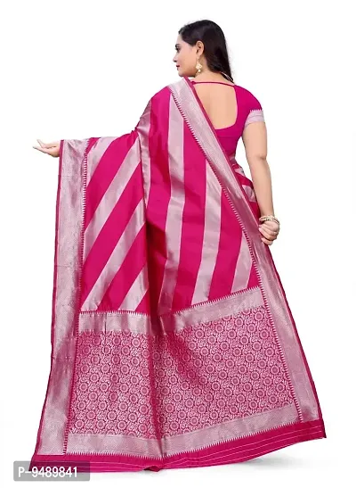 Kesariya Women's Zari Saree with Blouse (KE_Leriya_Pink)-thumb2