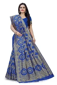 Kesariya Women's Zari Saree with Blouse (KE_Ovel_Blue)-thumb2