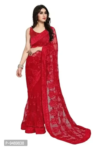 Kesariya Women's Embroidered Saree with Blouse (KE_Dabbang_Red)-thumb2