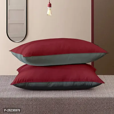 Stylish Maroon Velvet Solid Pillow Pack Of 2-thumb0