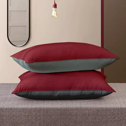 Stylish Maroon Velvet Solid Pillow Pack Of 2