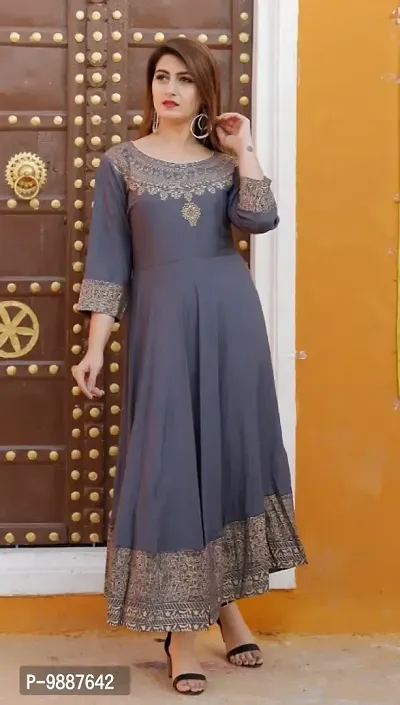 Fancy Rayon Anarkali Kurti For Women-thumb0