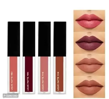 Nude Matte Mini Liquid Lipstick | Rich Look | Superior Extra Long Lasting | Water Proof  Smudge Proof | Combo Pack of 4